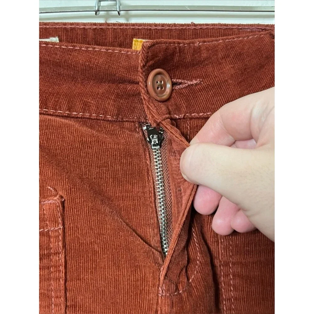 Anthropologie Pilcro Icon Flare Pants Womens 8 Rust Corduroy Mid Rise Retro Boho - Picture 10 of 13